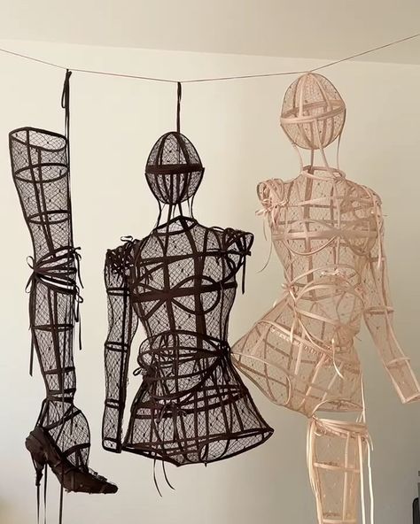 Michaela Stark | My Couture Corset Dolls 💗 made of invisible tulle, voilette, boning and silk channels. Created in my atelier, to be displayed in my… | Instagram Tulle Sculpture, Corset Sculpture, Michaela Stark, Sculpture Fashion, Dc Collection, Corset Boning, Boned Corsets, Fashion D, Work Time