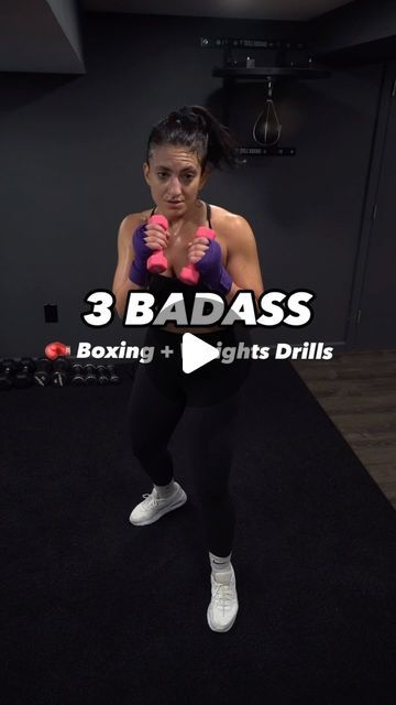 Sylvia Nasser | Boxing Fitness & Motivation on Instagram: "🥊 BADASSERY 👉Weighted Shadow Boxing Drill 
.
3 Minute Round
Drill 1 - straight punches + duck
Drill 2 - hook + weave
Drill 3 - upper cut + slip
20 seconds each 3X
.
👊SHARE / SAVE / COMMENT
.
#boxing #boxingdrills #shadowboxingdrills #boxingdumbbells #boxingtraining #boxingworkout #boxingfitness" Shadow Boxing, Boxing Drills, Boxing Fitness, Boxing Training, Boxing Workout, Kickboxing, Boxing, Fitness Motivation, Instagram