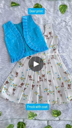 Frock With Coat, Ayutha Pooja, Baby Frock, Online Shopping India, 10k Views, Deer Print, Women Supporting Women, Kids' Dresses, Diwali