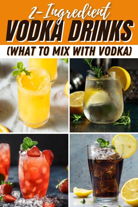 As much as I love elaborate cocktails, you can't beat these super simple 2-ingredient vodka drinks when you need something easy, refreshing, and boozy. Best Vodka Mixed Drinks, Sweet Vodka Drinks, What To Mix With Vodka, Drinks For Men, Alcoholic Drinks Vodka, Vodka Drinks Easy, Best Vodka Cocktails, Alcoholic Recipes, Vodka Mixed Drinks