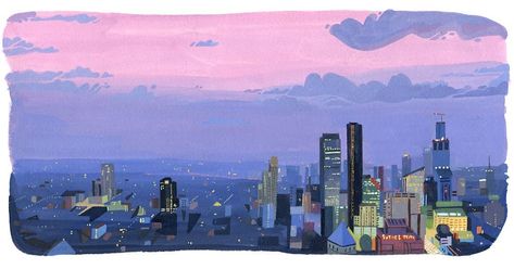 Bangkok Skyline, Environment Painting, Comics Illustration, Skyline Painting, Concept Art Tutorial, Posca Art, Futuristic Art, Art Et Illustration, Landscape Illustration