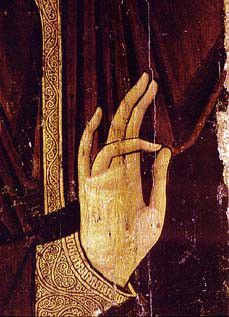 Christian Hand signs | Mythology and the Seasons Prithvi Mudra, Hand Mudras, Invisible Hand, Hand Symbols, Cathedral Architecture, Great Works Of Art, The Hierophant, Religious Paintings, Christian Symbols