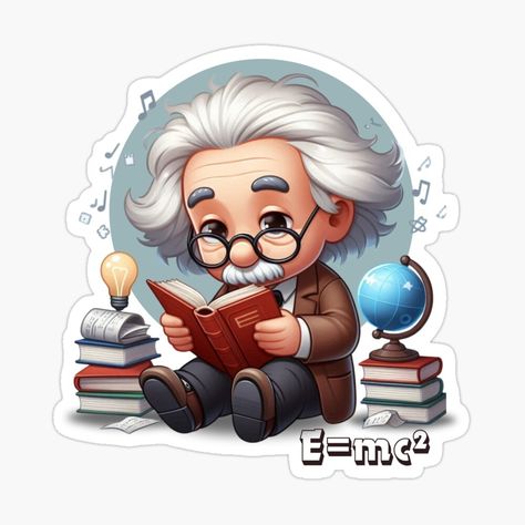 Albert Einstein Cartoon by MusesWhispers | Redbubble Albert Einstein Drawing Cartoon, Albert Einstein Cartoon, Physics Humor, Funny Cartoon Characters, Doodle Frames, Alphabet Blocks, Gift For Your Girlfriend, Pinterest Ideas, Mugs Stickers