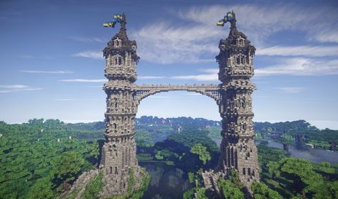 The Twins Medieval Towers Minecraft Project Towers Minecraft, Château Minecraft, Medieval Towers, Minecraft Tower, Minecraft Kingdom, Construction Minecraft, Minecraft Statues, Mc Builds, Minecraft Structures