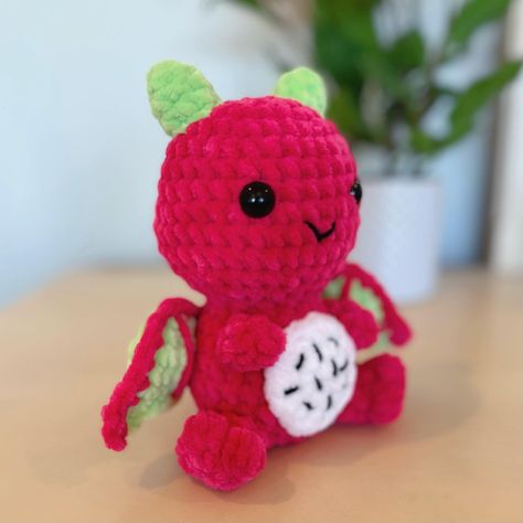 Crochet Dragon Fruit, Dragon Egg Crochet Pattern, Crochet Dragon Fruit Turtle, Fruit Turtle, Dragon Fruit Plushie, Fruit Themed Crochet Animals, Dragon Fruit Plush, Dragon Fruit Dragon, Fruit Dragon