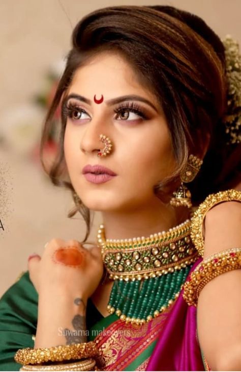 Order on instagram ammy5844 Nath Bridal, Maharashtrian Bride, Nose Ring Designs, Make Up Gold, Bridal Eye Makeup, Nose Pin, Bridal Photoshoot, Out Of Reach, Bridal Makeup Looks