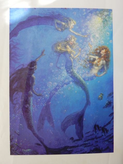 My favorite picture from my Treasury of Children's Literature Scott Gustafson, In The Ocean, The Ocean, Mermaid, Bubbles, Swimming, Fish, Water