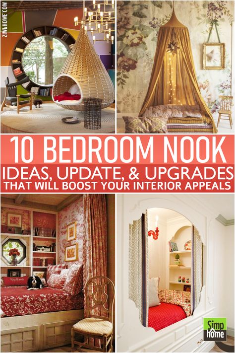 Nook In Bedroom Ideas, Small Nook Ideas Bedroom Closet, Book Nook For Adults, Bed Nook Diy, Reading Nook Bed, Diy Bed Nook, Nook Bedroom Ideas, Enclosed Bed Sleeping Nook, Reading Nook Ideas For Adults Bedrooms