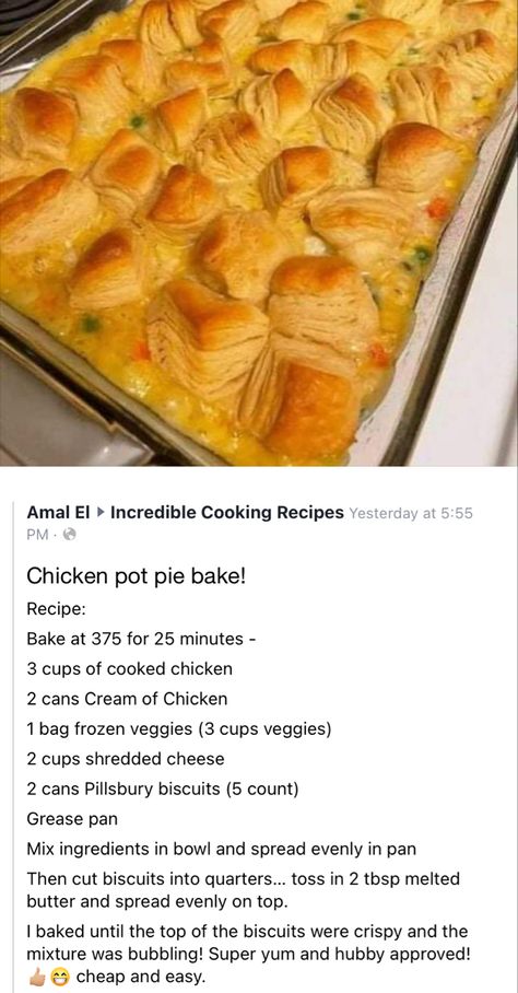 Chicken Pot Pie Bake, Pot Pie Bake, Easy Chicken Pot Pie Recipe, Easy Chicken Pot Pie, Dinner Recipes Healthy, Pot Pies Recipes, Pot Pies, Chicken Pot Pie Recipes, Recipes Crockpot