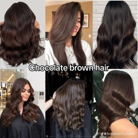 Brown Hair Dye Highlights, Hair Dye Highlights, Chocolate Brown Hair Dye, Dye Highlights, Warm Brown Hair, Wedding Hair Colors, Blonde Highlights On Dark Hair, Hair Dye Tips, Dramatic Hair