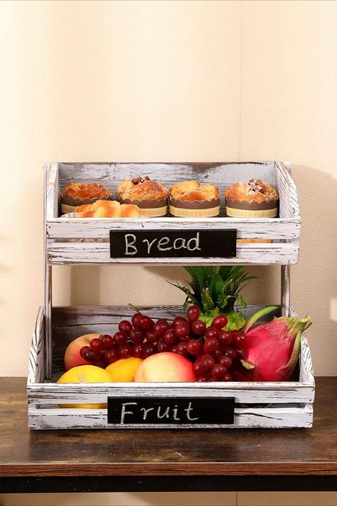 Farmhouse Stand, Basket For Kitchen, Tiered Fruit Basket, Basket Holder, Vegetable Stand, Wooden Fruit, Fruit Holder, Fruit Crate, Wooden Organizer