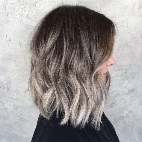 Cool Blonde Balayage On Dark Hair, Brown To White Ombre Hair, Grey Brown Balayage, Dark Ombre Short Hair, Short Ombre Hair Brown To Blonde, Ash Blonde Balayage Short Hair, Short Balayage Hair Brown To Blonde, Ash Brown Balayage Short Hair, Ash Grey Balayage Brunettes