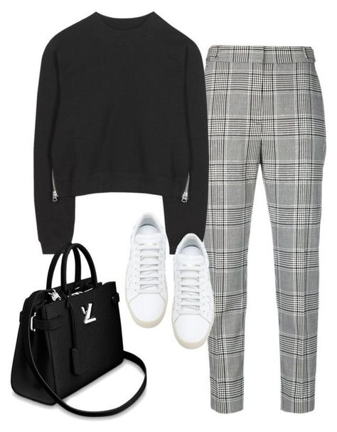 Square Pants, Black Knit Sweater, Mode Casual, Mode Inspo, Plaid Pants, 가을 패션, Mode Inspiration, Polyvore Outfits, Outfits Casuales