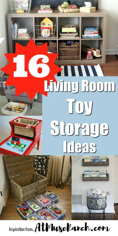 It’ time for some toy storage ideas for the living room if you can’t make your way to the sofa without tripping. These Ideas will help… promise. Organization Ideas For Living Room, Toy Storage Living Room, Basic Living Room, Toy Organization Ideas, Creative Toy Storage, Living Room Toy Storage, Toy Storage Ideas, Baby Toy Storage, Storage Living Room