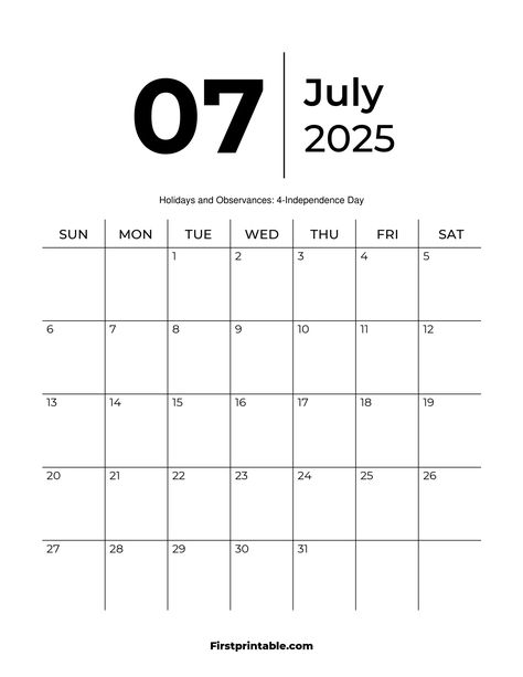 Printable July 2025 Calendar Template Free Blank Calendar, Fillable Calendar, Notes Inspo, July Calendar, Blank Monthly Calendar, Monthly Printable, Flag Printable, August Calendar, Editable Calendar