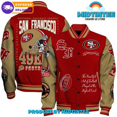 San Francisco 49Ers Nfl National Football Conference Varsity Jacket 30Uf092482 - Utopia Fashion Check more at https://utopiafashion.co/product/san-francisco-49ers-nfl-national-football-conference-varsity-jacket-30uf092482-utopia-fashion/ Utopia Fashion, 49ers Jacket, Sport Events, Sf 49ers, Knitted Collar, Boy Fits, Baseball Varsity Jacket, Back To School Shopping, National Football League