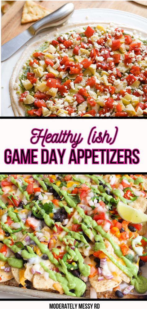 15 healthy(ish) appetizers for game day! The perfect balance of indulgent and healthy. These recipes are multi-functional: offering some extra nutrients while also being delicious crowd-pleasers! Perfect for a day of football with your friends, Super Bowl Sunday, or really any night where you are watching your favorite sport. It's guilt-free indulgence at its' finest! 21 Day Fix Appetizers, Healthier Game Day Food, Healthy Football Food, Healthy Game Day Food, Healthy Game Day Snacks, Microbiome Recipes, Healthy Tailgate, Healthy Tailgate Food, Football Sunday Food