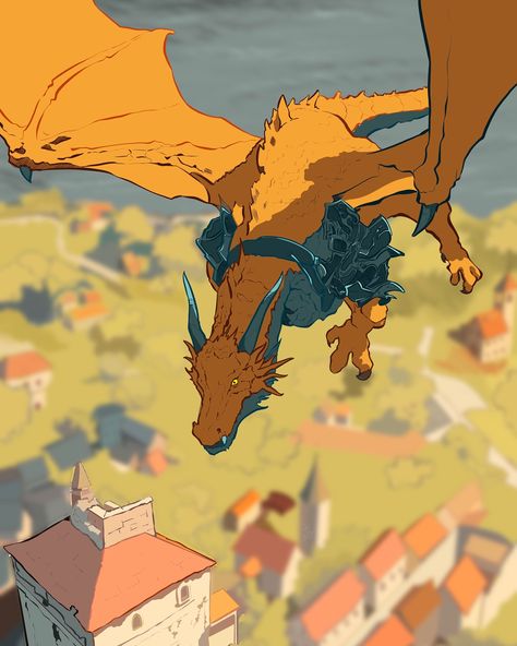 “Dragon Flying Over Town” an anime style dragon that I drew. #DigitalArt #Dragon #Flying #Art #Anime #Manga Fantasy Dragon Flying, Dragons Flying, Flying Art, Dragon Poses, Dragon Flying, Flying Dragon, Fantasy Dragon, Action Poses, Dragon Art