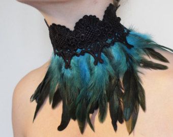 Ballroom Accessories, Feather Collar, Peacock Costume, Feather Gown, Feather Fashion, Black Lace Choker, Blue Feathers, Bird Costume, Glamour Vintage