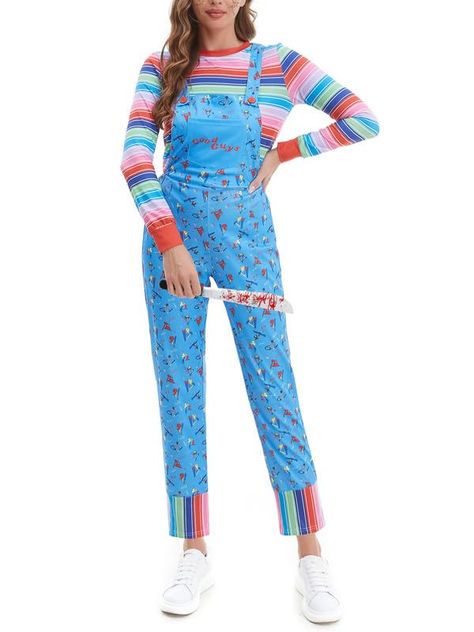 PRICES MAY VARY. Product Introduction: Elevate your style effortlessly with our trendy long-sleeved striped shirt, perfectly paired with vibrant blue cartoon overalls Halloween Overalls: Designed for your convenience, the jumpsuit features front buttons, making it super easy to put on and take off Occasion: Dress up in this Halloween costume and prepare to shine, whether it's for Halloween itself, a cosplay party, a themed event, or simply a night of fun-filled excitement Celebration: Step into Overalls Costume Halloween, Halloween Cartoon Costumes, Striped Shirt Outfits, Toy Knife, Outfits With Striped Shirts, Jumpsuit Overalls, Blue Cartoon, Cartoon Costumes, Halloween Cartoon