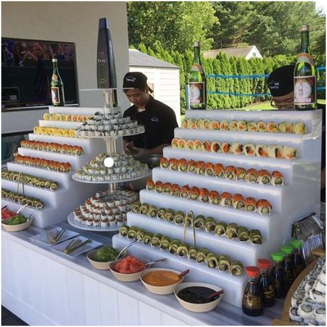 Bar At Wedding, Sushi Catering, Sandwich Buffet, Sushi Buffet, Buffet Presentation, Decoration Buffet, Catering Buffet, Sushi Platter, Sushi Party