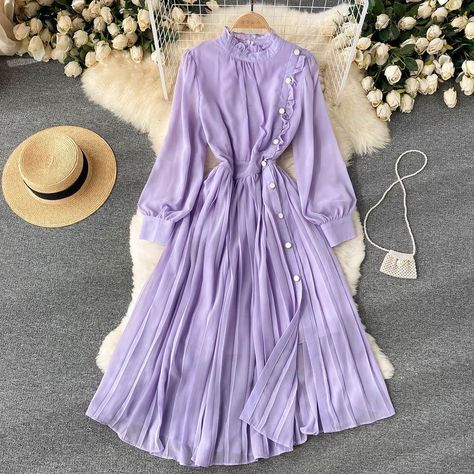 Long Sleeve Chiffon Dress, Dress Elegant Long, Vestidos Retro, Vestidos Color Rosa, A Line Maxi Dress, Elegant Maxi Dress, Dress Women Elegant, Langer Rock, Sleeves Clothing