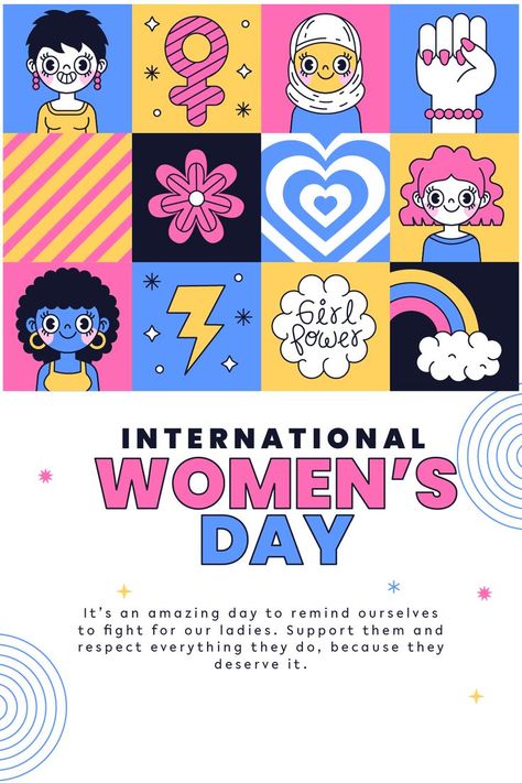 Women's Day Cards, Women's Day 8 March, Festival Post, Womens Equality, Birthday Reminder, Happy Women's Day, 8 March, Birthday Calendar, International Women’s Day