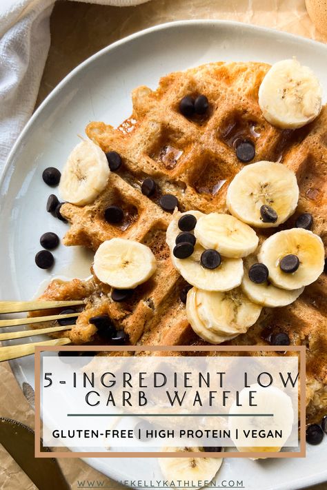 5-Ingredient Low Carb Waffle – The Kelly Kathleen High Protein Waffle Recipe, Low Carb Waffle, Waffles Vegan, Vegan Low Carb, Waffles Breakfast, Low Carb Waffles, Breakfast Protein, Vegan Waffles, Protein Waffles