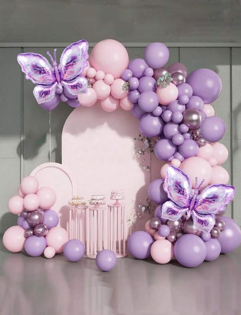 Fairy Theme Birthday Party, Butterfly Balloon, Γενέθλια Mickey Mouse, Butterfly Birthday Party Decorations, Butterfly Themed Birthday Party, Butterfly Theme Party, Butterfly Birthday Theme, Pink Girl Birthday, Deco Ballon