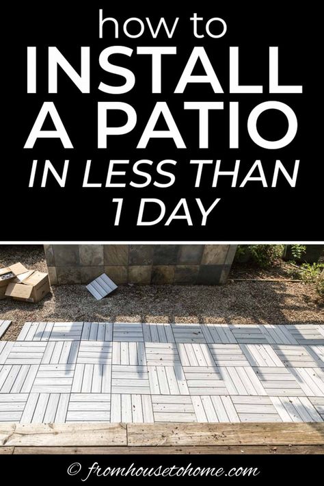 How To Install Deck Tiles For A Quick and Easy Patio | Gardens Interlocking Patio Tiles Outdoor, Deck Tiles On Dirt, Composite Deck Tiles, Ground Level Deck, Patio Edging, Garden Patios, Landscape Yard, Deck Stain, Easy Patio