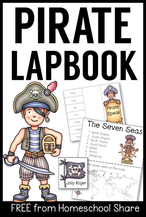 Pirates Unit Study and Lapbook from Homeschool Share Pirates School Theme, Pirate Scavenger Hunts, Pirate Songs, Preschool Weekly Lesson Plans, Pirate Unit, Pirate Activities, Homeschool Room, Pirate Day, Magic Treehouse