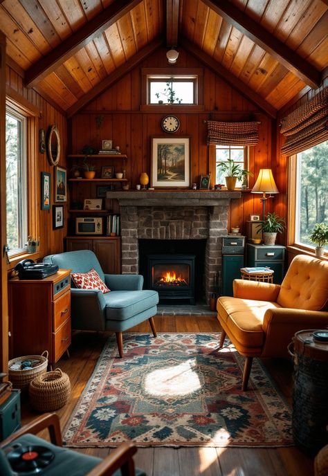 Small Cabin Interior Ideas Rustic Cottage Interiors Small Cabins, Antique Cabin Decor, Bright Cabin Decor, Cabin Small House, Cozy Tiny Cabin, Knotty Pine Cabin Interior, Cozy Wood Cabin, Inside Small Cabin Ideas, Summer Cabin Decor