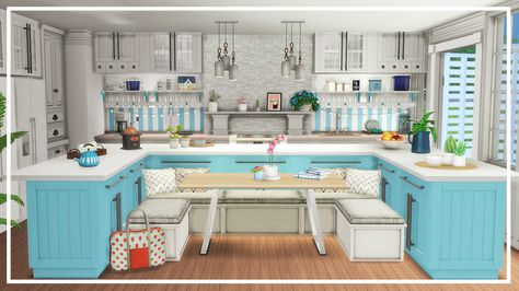 THE SIMS 4 ROOM BUILD | Big Family Kitchen Sims Big Kitchen Ideas, Sims 4 Family Kitchen Ideas, Sims 4 Big Living Room, Sims 4 Big Kitchen Ideas, Big Family Kitchen, Sims 4 Kitchen Ideas, Sims 4 Kitchen Cabinets, The Sims 4 Room, Big Kitchen Ideas