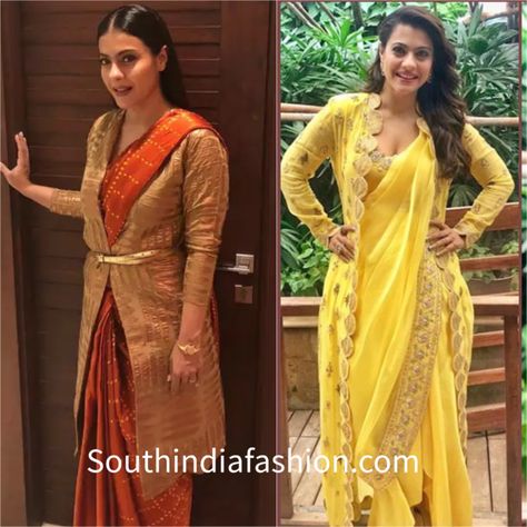 Saree With Long Jacket, Walima Saree, Saree With Jacket, Styling Saree, Jacket Saree, Indowestern Saree, Draping Saree, Latest Saree Trends, Saree Jacket