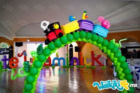 Train Arch by Waiikiki Train Birthday Theme, Balloon Training, Balloons Decor, Balloon Creations, Balloons Decorations, Trains Birthday Party, Balloon Arches, Balloon Twisting, Balloon Ideas