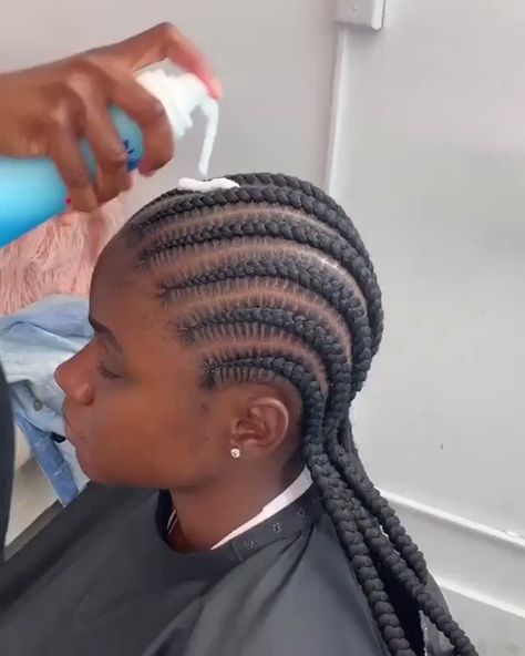 Medium Cornrows Braids To The Back, Fishtail Hairstyles For Black Women, Ghanian Braids Cornrows, Feed In Braids To The Back, Ghanaweaving Braids, Stitch Cornrows For Black Women, Stitch Cornrow Braids, Corn Rolls Braids Hairstyles, Corn Rows Braids Black Women