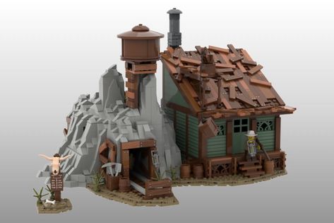 LEGO IDEAS - The Old Gold Mine Lego Outdoor Ideas, Lego Middle Age, Cookie Clicker, Lego Warehouse, Lego Fallout, Lego Ewok Village, Warehouse Exterior, Lego Western, Indiana Jones Lego