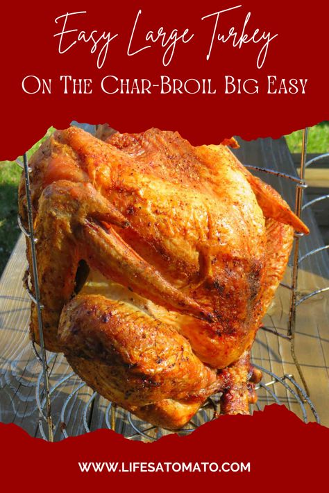 I’ve roasted a ton of turkeys in my Char-Broil Big Easy. It’s why I originally bought the oil-less fryer. I loved it so much the first time that I bought two more, keeping one at my parents house for a fantastic holiday turkey. This time I set out to keep the process as absolutely simple as possible. No brines. No fancy rubs. Just a 16 pound turkey, a little oil, and some seasoning and 10 minutes per pound. Char Broil Big Easy Turkey, Char Broil Big Easy Turkey Recipes, Big Easy Oil Less Fryer Recipes, Big Easy Turkey Fryer, Turkey Fryer Recipes, Big Easy Recipes, Char Broil Big Easy, Marinated Turkey, Easy Turkey Recipes