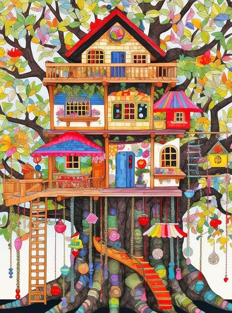 Amazon.com: Fantastical Treehouse Escape - Whimsical Art Style Jigsaw Puzzle, Eco-Friendly, 1000 Pieces, 20x27 inches, Satin Finish, Fun Puzzle Challenge for Adults and Families : Toys & Games Fantasy Dwellings, Puzzle Challenge, Wall Of Honor, Painting Accessories, Abstract Tree, 1000 Piece Jigsaw Puzzles, Creative Activities, Whimsical Art, Wooden Diy