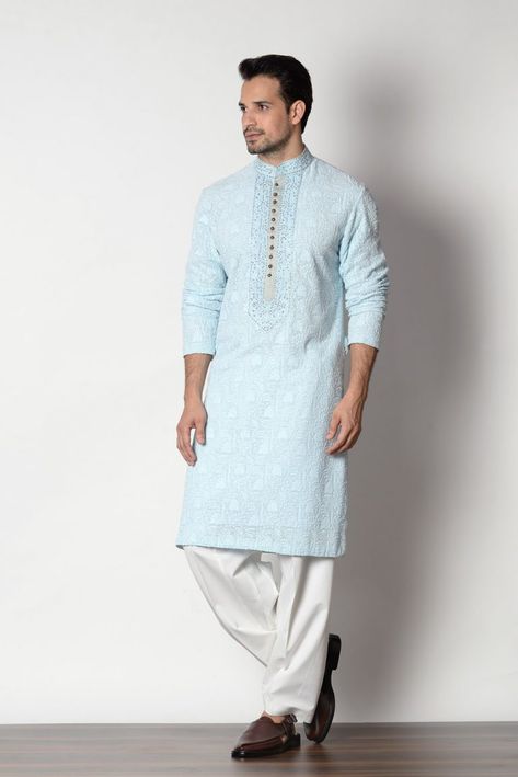 India Fashion Men, Indian Wedding Suits Men, Indian Wedding Clothes For Men, Embroidery Kurta, Mens Indian Wear, Boys Kurta Design, Wedding Kurta For Men, Groom Dress Men, Wedding Dresses Men Indian