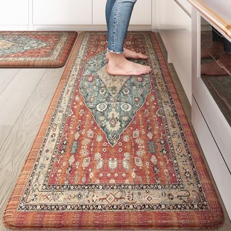 Amazon.com: Collive Boho Kitchen Mat 2PCS Cushioned Kitchen Mats for Floor, Anti-Fatigue Mat Waterproof Kitchen Rug Set of 2 Non-Skid Comfort Standing Mat for Kitchen, Office, Sink, Laundry, 17"x30"+17"x47": Home & Kitchen Standing Mat, Anti Fatigue Kitchen Mats, Floor Kitchen, Kitchen Rugs And Mats, Anti Fatigue Mat, Linen Store, Household Cleaner, Kitchen Mats, Kitchen Rugs