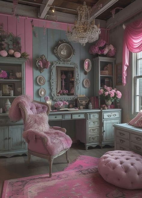 Magical Inspiration, Apartment Decor Ideas, Stylish Tips, Girly Apartments, Girly Apartment Decor, Velvet Furniture, Accent Wall Paint, Estilo Shabby Chic, Pink Cottage