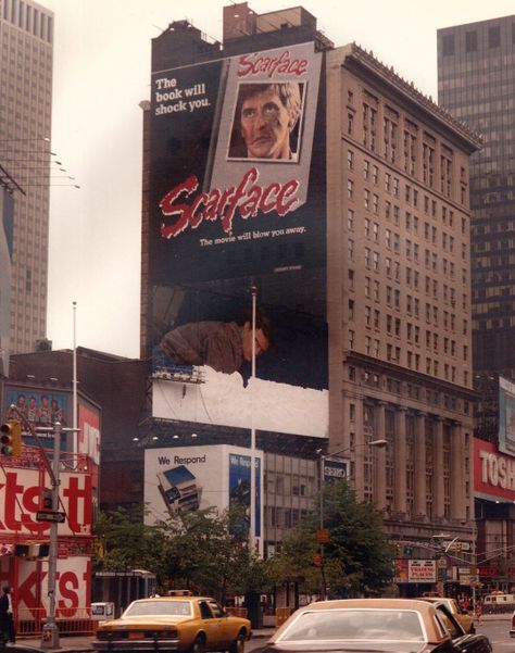 Broadway, ca. 1983--Times Square Blue Manhattan Times Square, Scarface Movie, Old New York, Trading Places, Broadway Nyc, Tony Montana, Goodfellas, Al Pacino, Vintage New York