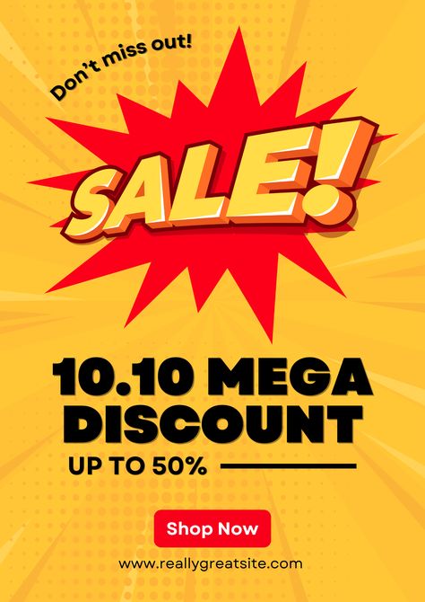 Step back in time with big savings! 🔴🟡 Our red and yellow retro poster design is perfect for promoting your Mega Discount Sale. Catch your customers’ eyes with a bold, vintage vibe and drive sales fast. Get yours now! 11.11 Sale, Retro Poster Design, Sale Template, Discount Sale, Red And Yellow, Retro Vibe, Poster Template, Retro Poster, 11 11