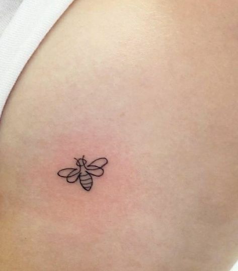 Cute Symbolic Tattoos, Bee Micro Tattoo, Bee Tattoo Design Minimal, Simplistic Bee Tattoo, Bumble Bee Tattoo Simple Outline, Bee Movie Tattoo, Small Bug Tattoo Simple, Bee Hive Tattoos, Honeybee Tattoo Simple