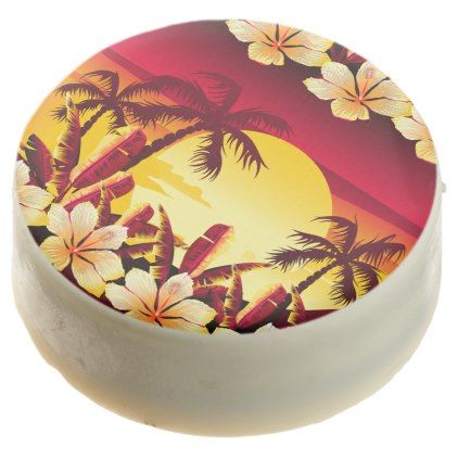 Tropical sunset with palms chocolate covered oreo - create your own personalize Tropical Cookies, Covered Oreos, Tropical Sunset, Chocolate Covered Oreo, Chocolate Covered Oreos, Chocolate Covered, Sugar Cookies, Oreo, Tool Design