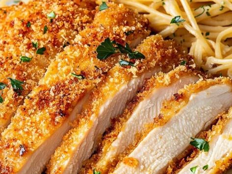 Cheesecake Factory's Crusted Chicken Romano (Copycat Recipe) – A Crispy, Cheesy Delight - NewsBreak Crusted Chicken Romano, Chicken Romano, Sausage And Potatoes Skillet, Cheesecake Factory Copycat, Chicken Breast Cutlet, Chicken With Italian Seasoning, Copy Cats, Romano Cheese, Classic Italian Dishes