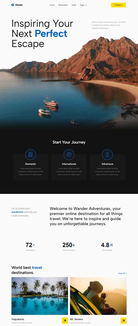 Travel Agency Website Design Templates, Travel Website Design Layout, Travel Guide Website Design, Vacation Website Design, Travel Agent Website Design, Travel Infographic Design, Tourism Website Design, Agency Website Inspiration, Adventure Website