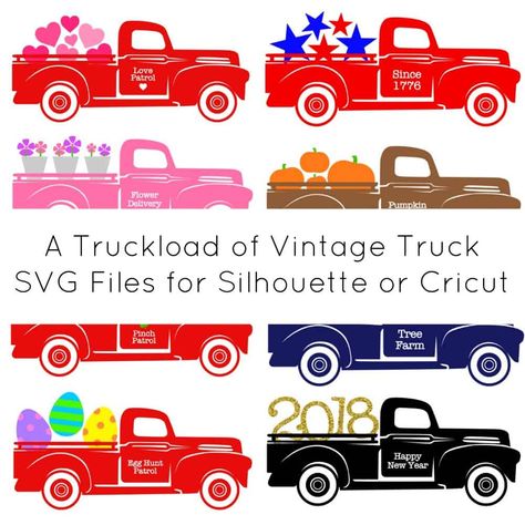 Vintage Red Truck, Summer Printables, Old Truck, Vinyl Ideas, Cricut Free, Silhouette Cameo Projects, Cricut Tutorials, Vintage Truck, Cricut Creations