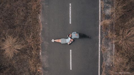 Couple Drone Photography, Drone Engagement Photos, Road Photoshoot, Couple In Car, Prenup Ideas, Selfie Photos, Prewedding Photoshoot, Drone Shots, Photo Concept